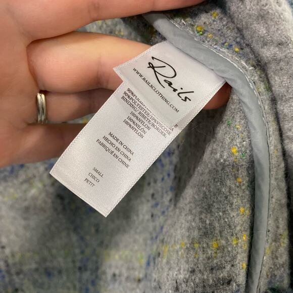 Rails Women's Turner Shacket Shirt Jacket Oversized Wool Blend Plaid Grey Blue S - Picture 3 of 9